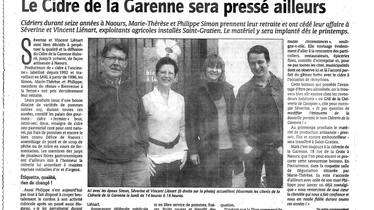 Le cidre de la Garenne sera pressé ailleurs