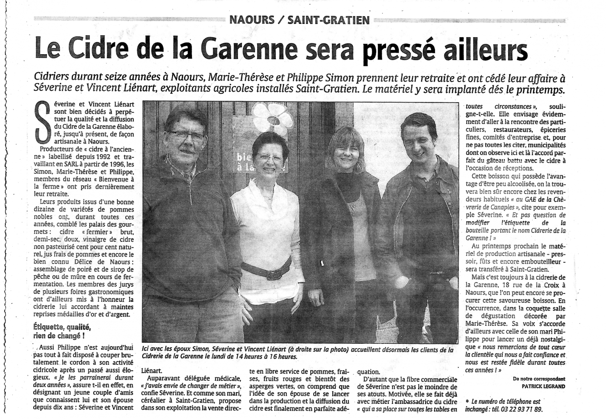 Le cidre de la Garenne sera pressé ailleurs